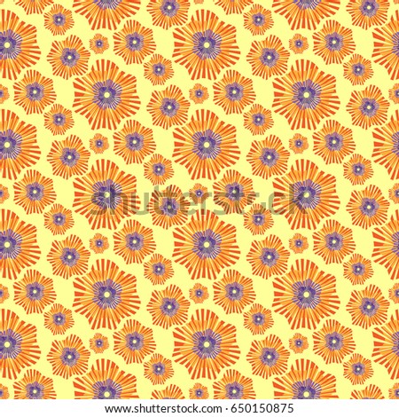 Abstract seamless pattern with orange flowers 