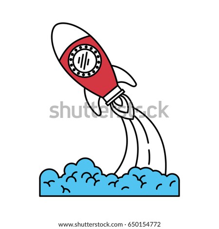 color sectors silhouette of space rocket launch vector illustration