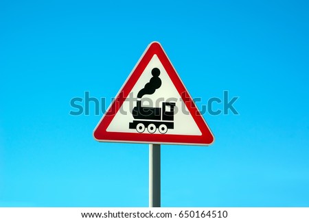 Level Crossing With Barrier Or Gate Ahead Road Sign Stock Photos And Images Avopix Com