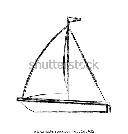 blurred thick silhouette of sailboat icon vector illustration