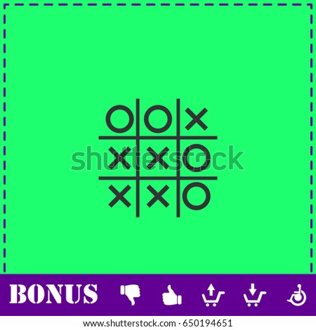 Tic tac toe game icon flat. Simple illustration symbol and bonus pictogram