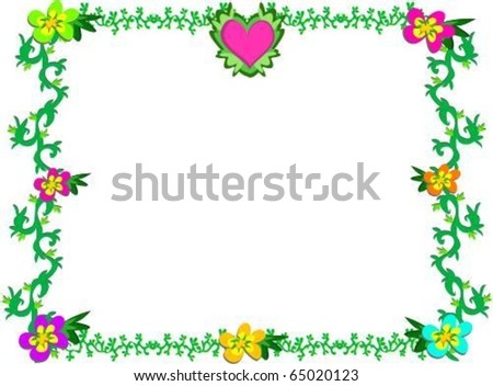 Frame of Heart, Flowers, and Vines