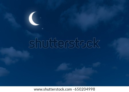 nightly sky with moon and stars.