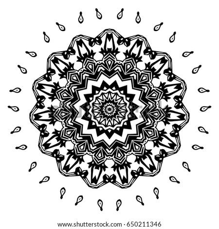 Black and white abstract pattern, mandala. Vector design template for art.