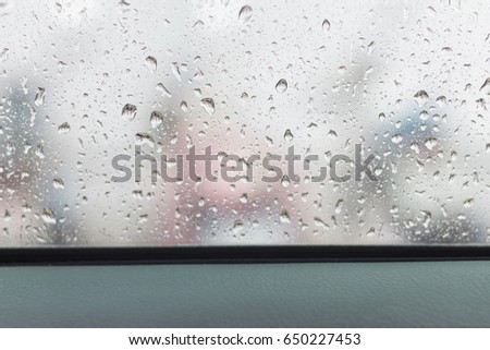 Rain dew on window car