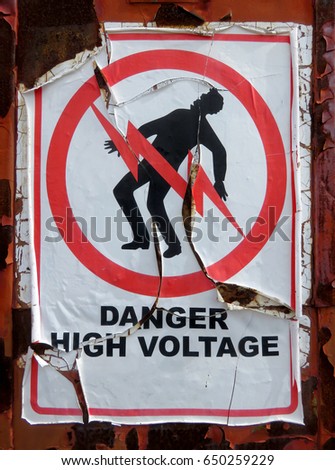 "Danger High Voltage" warning sign                             