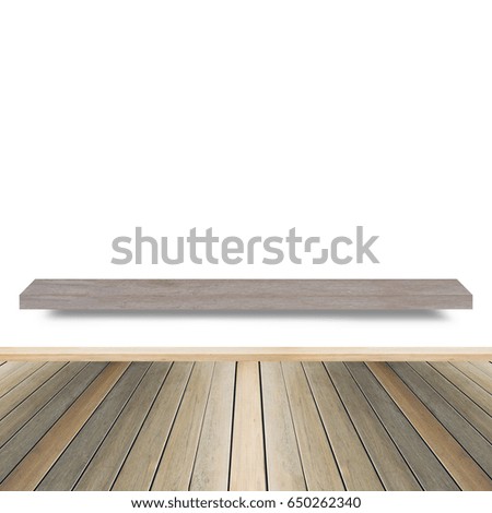 3D Wood shelf isolate background. Background for product display concept.