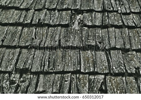 Texture with old wooden roof. Wooden roof retro.