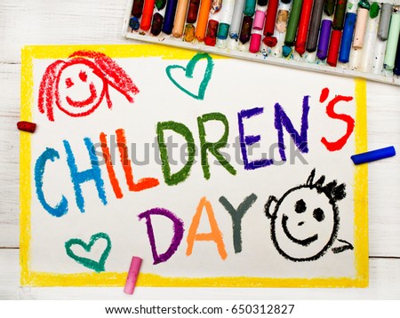 Colorful drawing: Children's day card.