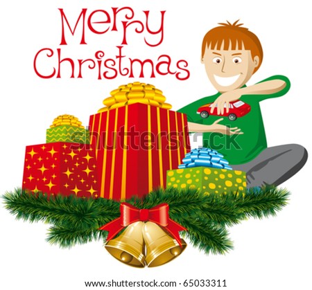 vector christmas gifts with christmas tree decorations