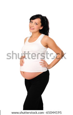 Charming  pregnant mother awaiting the birth of the baby.