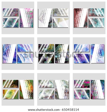 Set of abstract geometric backgrounds for brochure, flyer, report , business card, layout, template. Free space for text. Vector clip art.