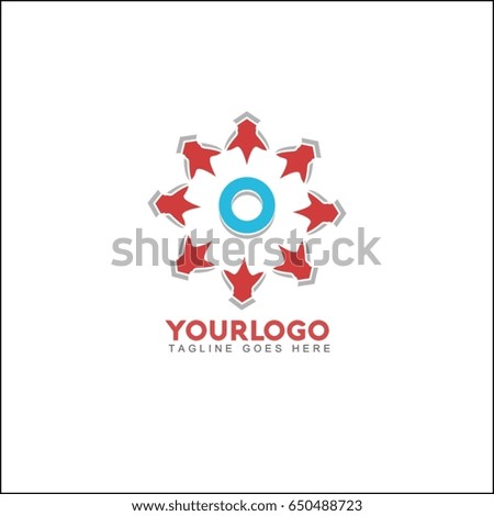 O letter brand identity. Vector graphic elegant sliced alphabet symbol with star element on circle in silver and red color.