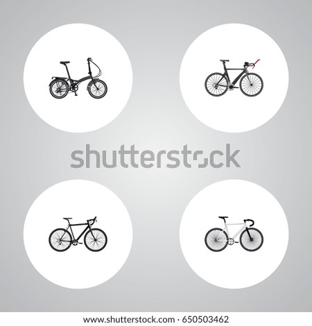 Realistic Competition Bicycle, Road Velocity, Folding Sport-Cycle And Other Vector Elements. Set Of Sport Realistic Symbols Also Includes Bike, Triathlon, Folding Objects.