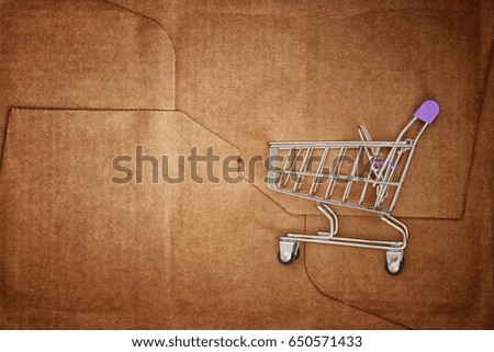 Shopping cart inside of the package box.
