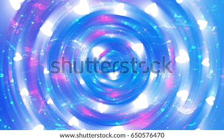Abstract illustration glow soft hearts for Valentines day. Background blue design.