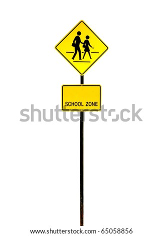 School warning sign isolated