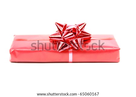 Red gift isolated on white background