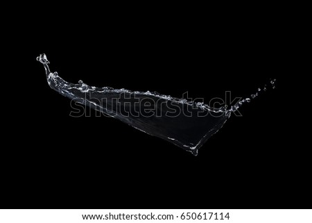 it is clear water splash isolated on black.