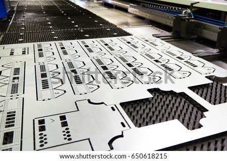 Finished product from Laser cutting metal machine Royalty-Free Stock Photo #650618215
