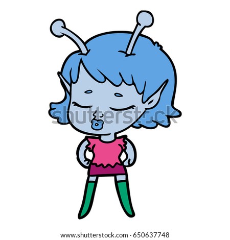 cute alien girl cartoon