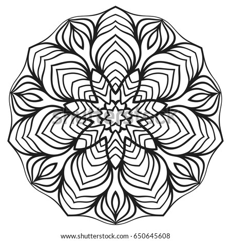 Isolated mandala for coloring book. Floral ornament for antistress adult drawing. Suitable for laser cutting