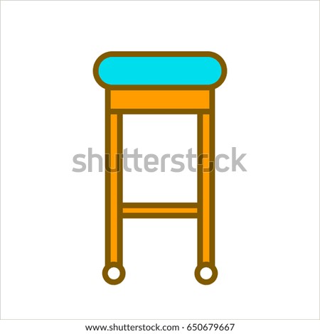 Bar chair with blue seat and wooden legs