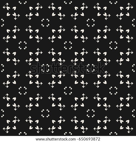 Ornamental texture, vector monochrome seamless pattern. Dark abstract delicate background with small geometric figures, weaving, tracery. Design element for prints, decor, fabric, digital, web, cover 