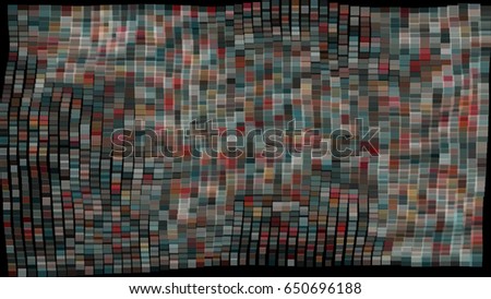 Mosaic wavy pattern. Abstract background formed by rectangles of different colors and transparency. Vector illustration in glitch art style