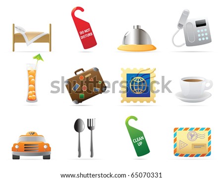 Icons for hotel and services. Vector illustration.