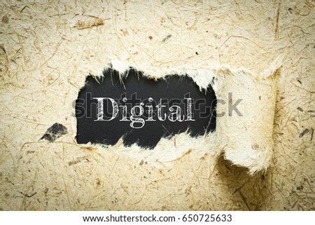 Text Digital on paper black has Mulberry paper background you can apply to your product.