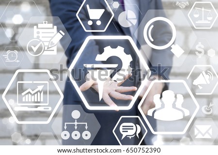 Data Mining Business Intelligence Service Network Web Concept. Information Collection Process of a Sales Funnel audience clients target and profit. Man offers funnel gear icon on virtual screen. Royalty-Free Stock Photo #650752390