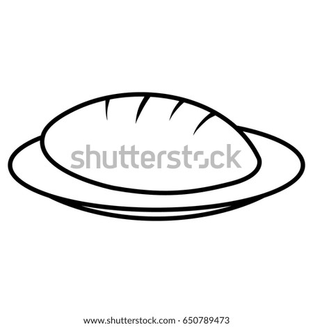 dish with delicious bread isolated icon