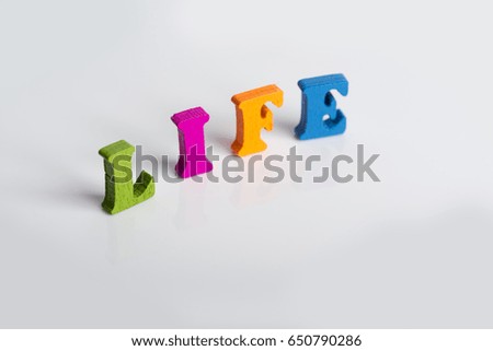 The word from multicolored letters on a white background.
