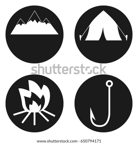 Travel and Tourism icons set in circle button. Vector illustration