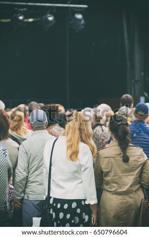 Group of people at a concert at a summer festival.
