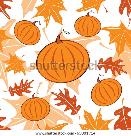 Autumnal seamless pattern with pumpkins. Vector illustration.