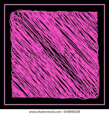 banner pink scrawls vector illustration. neon outline abstract red poster. black background. vector illustration