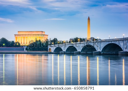 Washington DC, USA skyline on the Potomac River. Royalty-Free Stock Photo #650858791