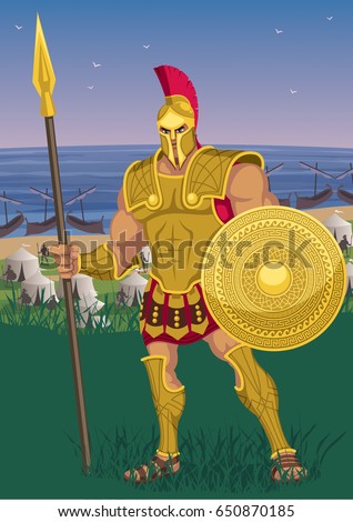 Achilles near the Greek camp on the Trojan shore. 