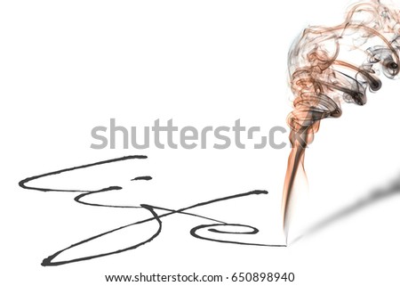 The word "life" is written handwritten on a white surface with a pen made of smoke. Abstract smoke. Background, frame
