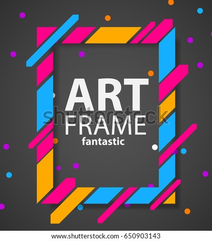 Modern hipsters frame for text. Dynamic geometric frame on black background. Business cards, invitations, gift cards, flyers and brochures