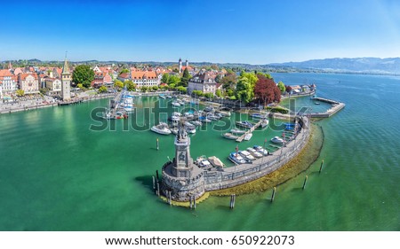 Harbor on Lake Constance in Lindau, Bavaria, Germany Royalty-Free Stock Photo #650922073