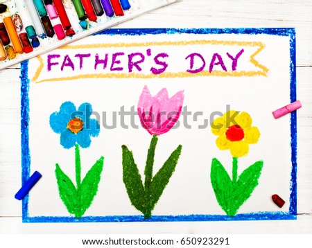 Colorful drawing: Happy fathers day card made by a child