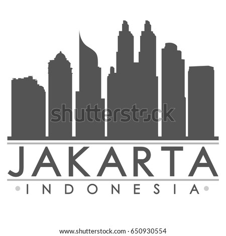 Jakarta Indonesia Skyline Silhouette Skyline Stamp Vector City Design.