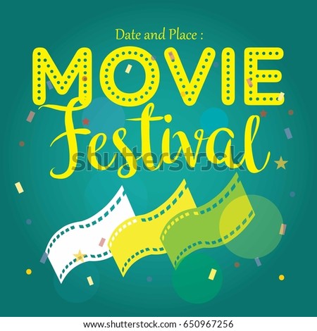 movie poster event for festival event, banner, brochure, flyer, template with date and place space. vector illustration