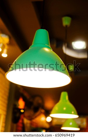 Electric green vintage lamp decorate in vintage house
