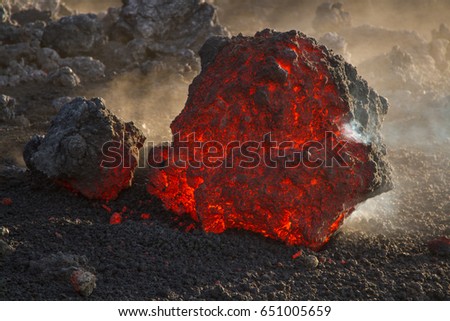 Lava flow - Volcano Etna Royalty-Free Stock Photo #651005659