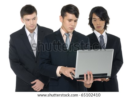 Businessman team using laptop