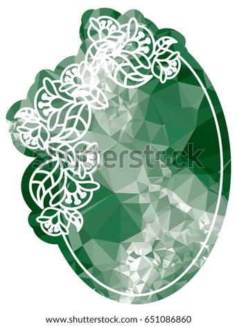 Attractive background with mosaic pattern. Decorative oval frame. Copy space. Raster clip art.